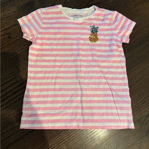 CrewCuts Pink Striped Kids T-Shirt with Sequin Pineapple. Girls size 8-9